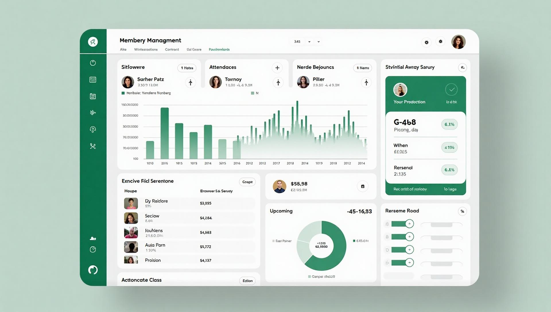 springfit dashboard with member management and AI-powered analytics